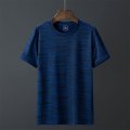 短袖男夏季薄款大码运动上衣服星点冰丝男士休闲宽松圆领体恤 XL T322-深蓝
