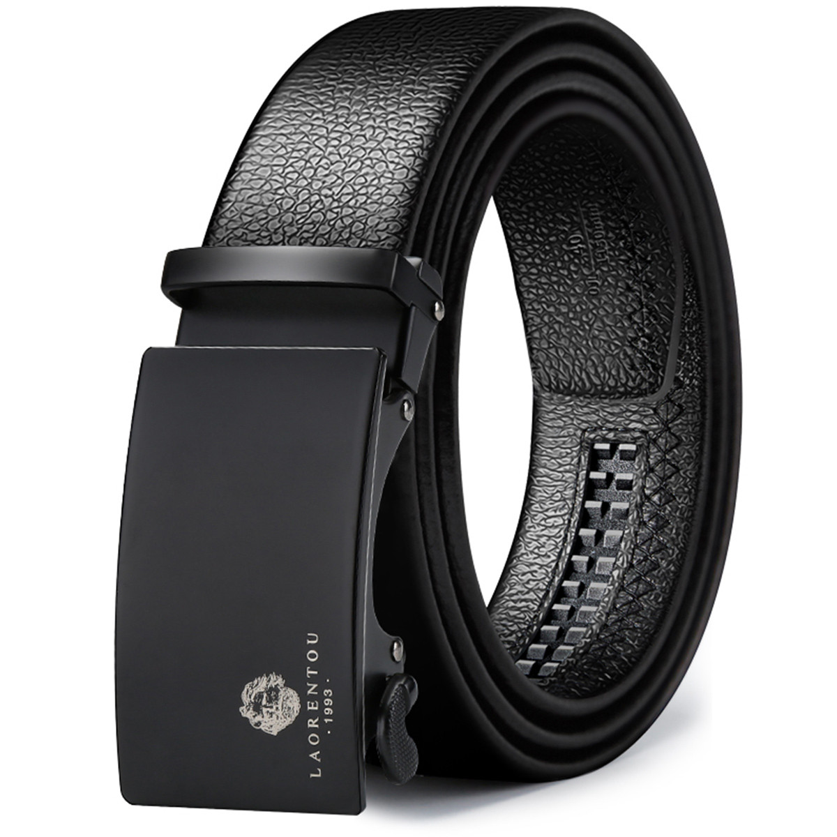 老人头男士皮带 头层牛皮自动扣青年腰带 休闲男商务真皮裤带正品