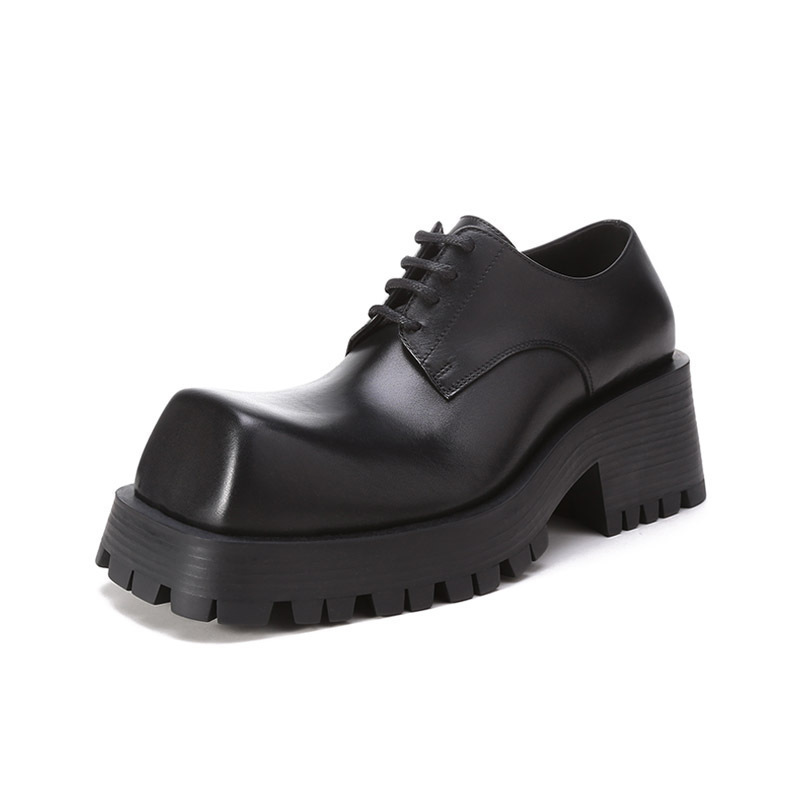 巴黎世家balenciaga女士牛皮方头trooper德比鞋系带皮鞋厚底鞋678812