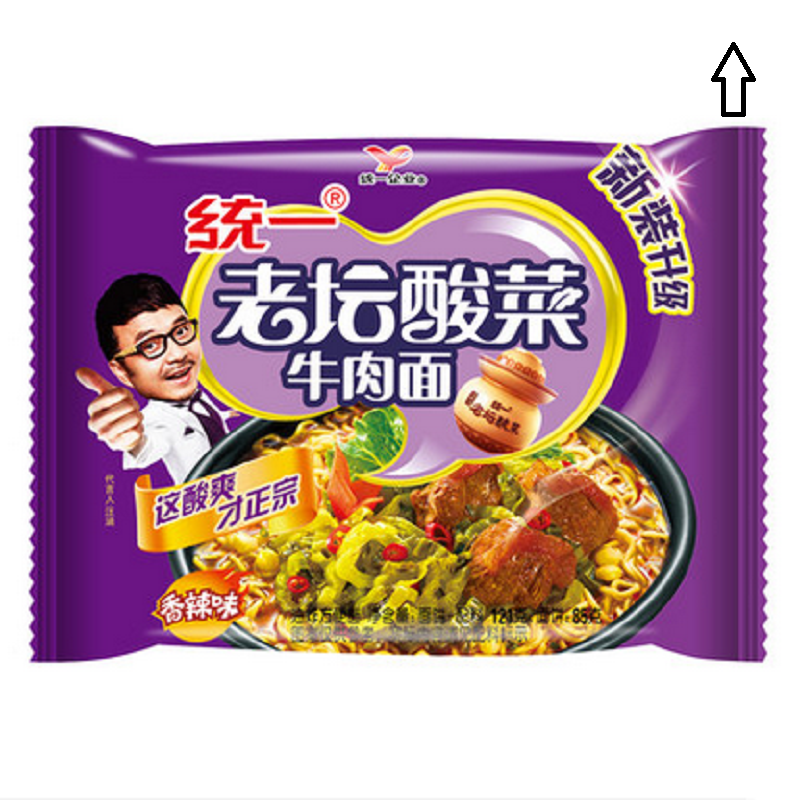 统一100老坛酸菜牛肉面五合一121g*5袋 6/箱