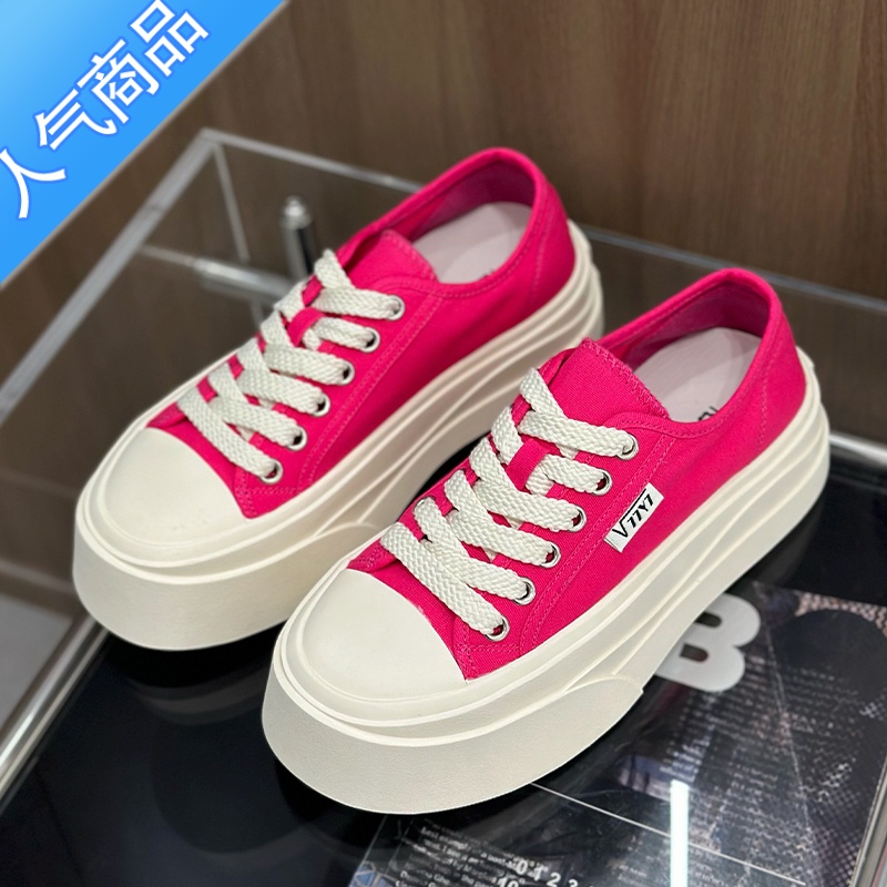 SUNTEK厚底透气帆布鞋女2023新款夏季运动休闲鞋增高系带软底小白鞋板鞋高清大图