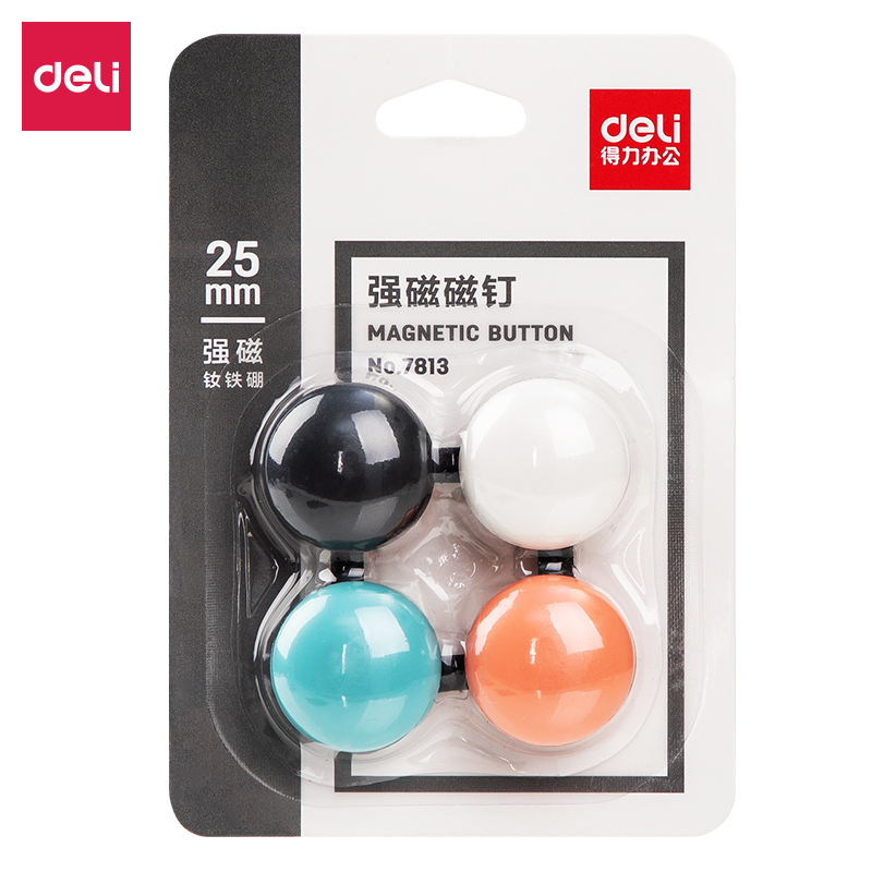 得力(deli) 7813 强磁钉 玻璃白板专用 4粒/卡 6卡装