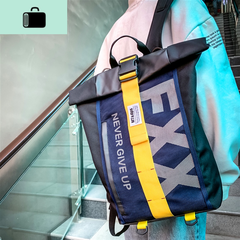 书包男韩版时尚潮流旅行背包男士高中生大学生潮牌大容量双肩包女NEWLAKE高清大图