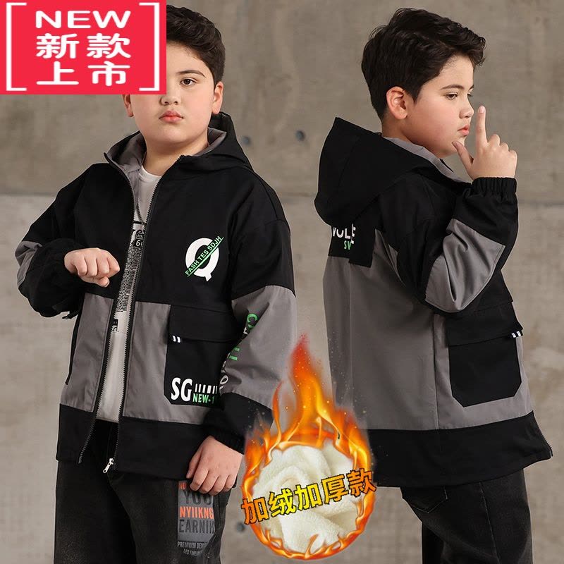 可莉允胖童装男童加厚外套冬款加肥加大男孩宽松棉服中大童加绒棉衣夹克图片