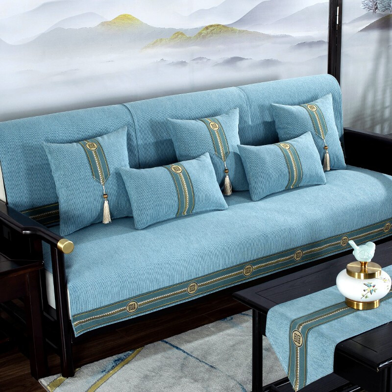 添福运新中式四季沙发垫套装防滑沙发坐垫子123组合夏季雪尼尔沙发垫