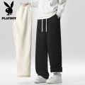 花花公子新款高品质冬季大码羊驼绒青少年休闲裤宽松学生裤子宽松直筒男生裤子