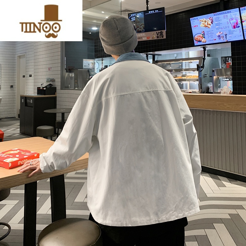 YANXU2023日系复古假牛仔外套男小众潮牌bf宽松工装2工日翻高清大图