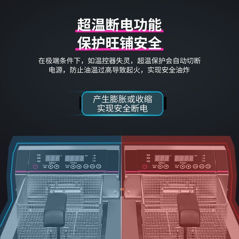 乐创(lecon)电炸炉EF-162V 商用油炸锅 小吃炸串机炸薯条机炸油条机(34L双缸智能款) 9600w大功率