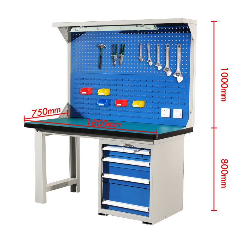 鑫虎威 重型钳工工作台工厂车间流水线操作台实验室试验台1.8米吊落地四抽双挂板高清大图