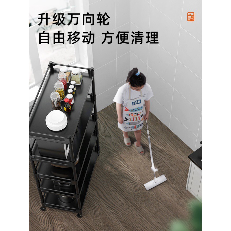 不锈钢厨房置物架落地式多层微波炉架子收纳架放锅烤箱货架可移动收纳层架 三维工匠高清大图