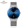 梭伦(SOLLEN)手表男自动机械表新款名牌男表潮防水概念简约超薄SL-305 本色蓝面
