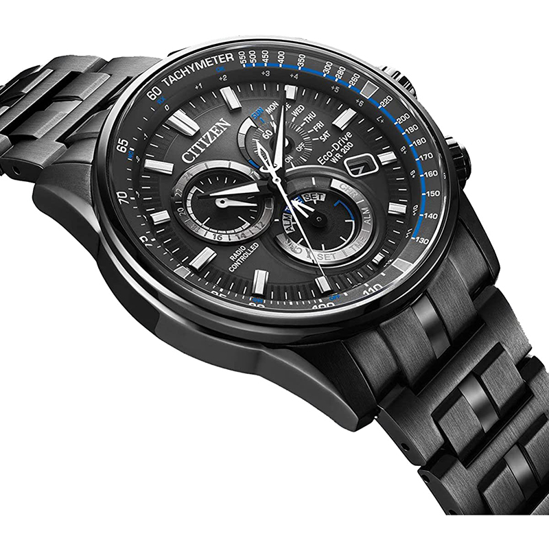 citizen西铁城男士计时码表日本石英表带不锈钢表带运动休闲男表cb5