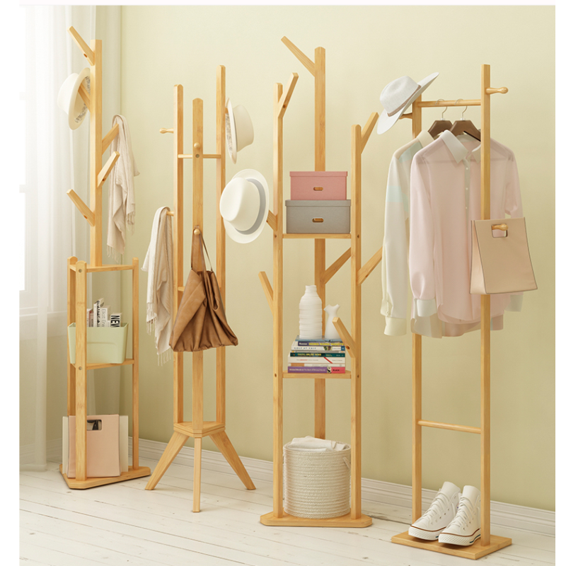 顶鸿dhhy0694楠竹实木卧室挂衣架简约现代衣服架子落地衣架收纳架