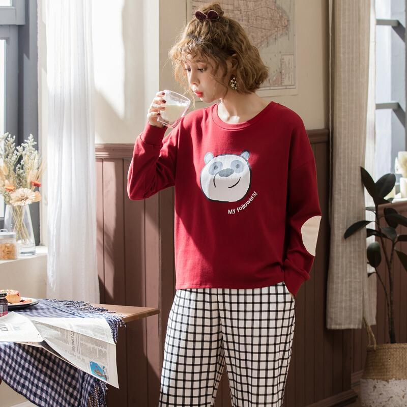 睡衣女秋纯棉长袖韩版宽松可爱居家服休闲可外穿清新甜美家居服套