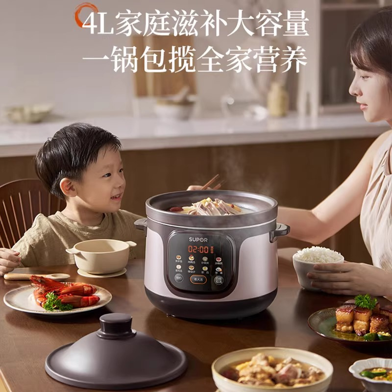苏泊尔(SUPOR)电炖锅快炖大容量多功能煲汤锅煮粥锅电砂锅家用智能预约紫陶内胆[聚能直炖加热]DG40YC887 4L高清大图