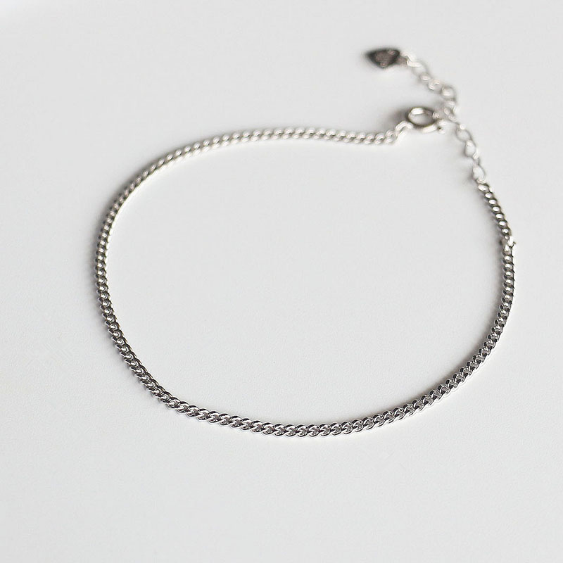 冷淡风银链子简约韩版银饰S925纯银脚链手链个性2MM细链条学生女送女朋友老婆情人节七夕生日礼物