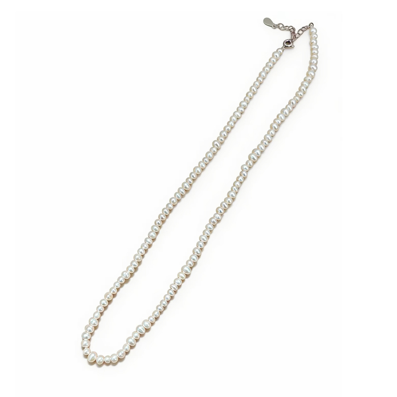 北京黄金 4mm 天然淡水珍珠项链 小众设计感米粒珠锁骨链 简约气质颈链女高清大图