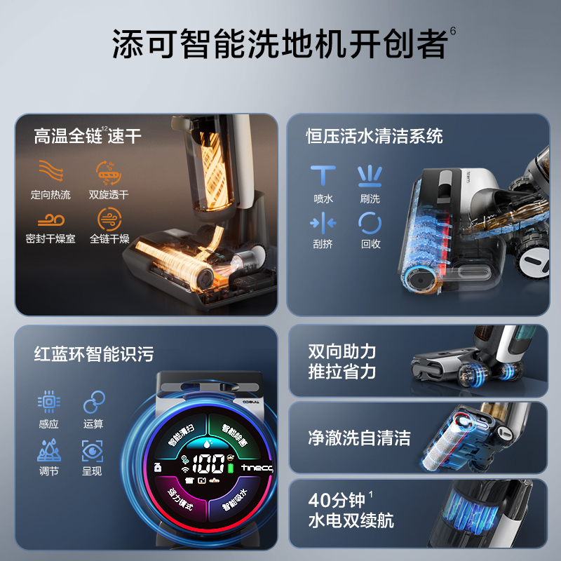 添可(TINECO)无线智能洗地机芙万Booster Pro高温全链极速干双向助力家用吸尘吸拖扫一体