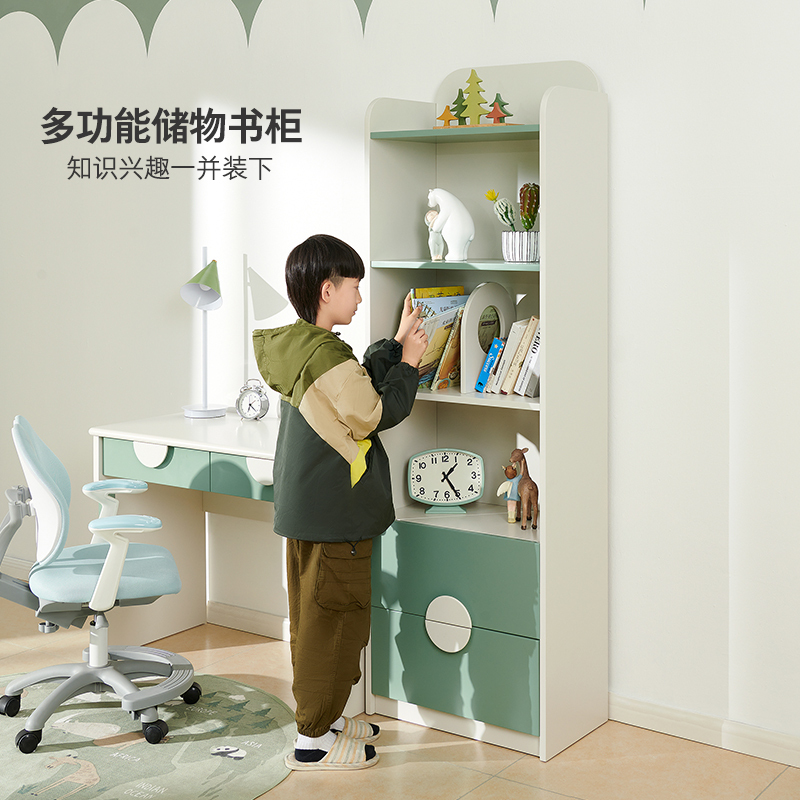 全友家居青少年书柜书桌组合现代简约男孩女孩多储物书桌书柜学习桌椅