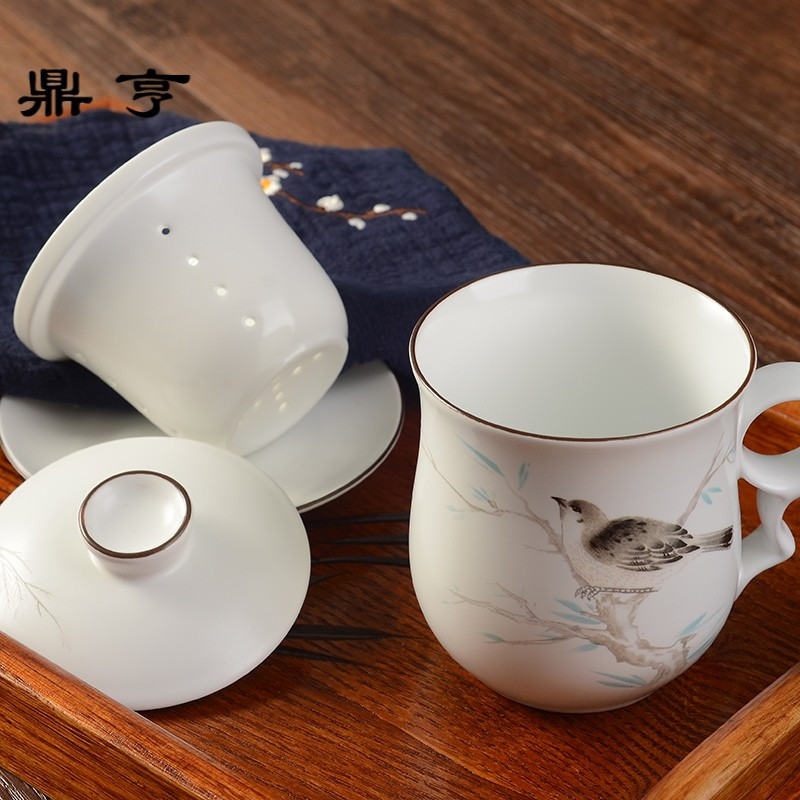 鼎亨 | 景德镇茶具茶杯陶瓷过滤套装家用带盖杯碟办公室泡茶水杯