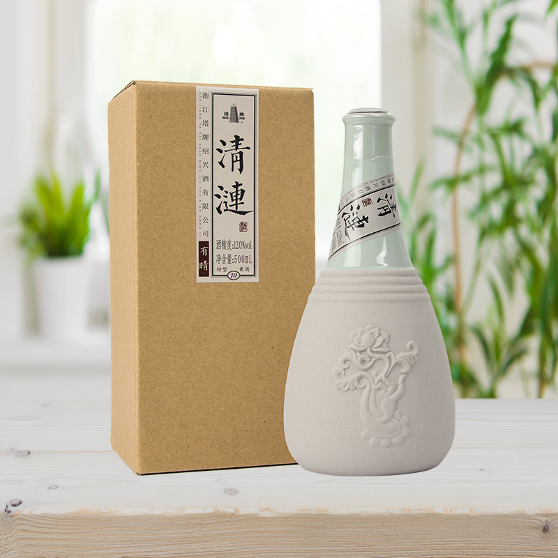 塔牌 绍兴黄酒 清涟有晴 手工酿造 半干型黄酒 500ml 礼盒装 八年手工冬酿(2瓶配1个礼袋)
