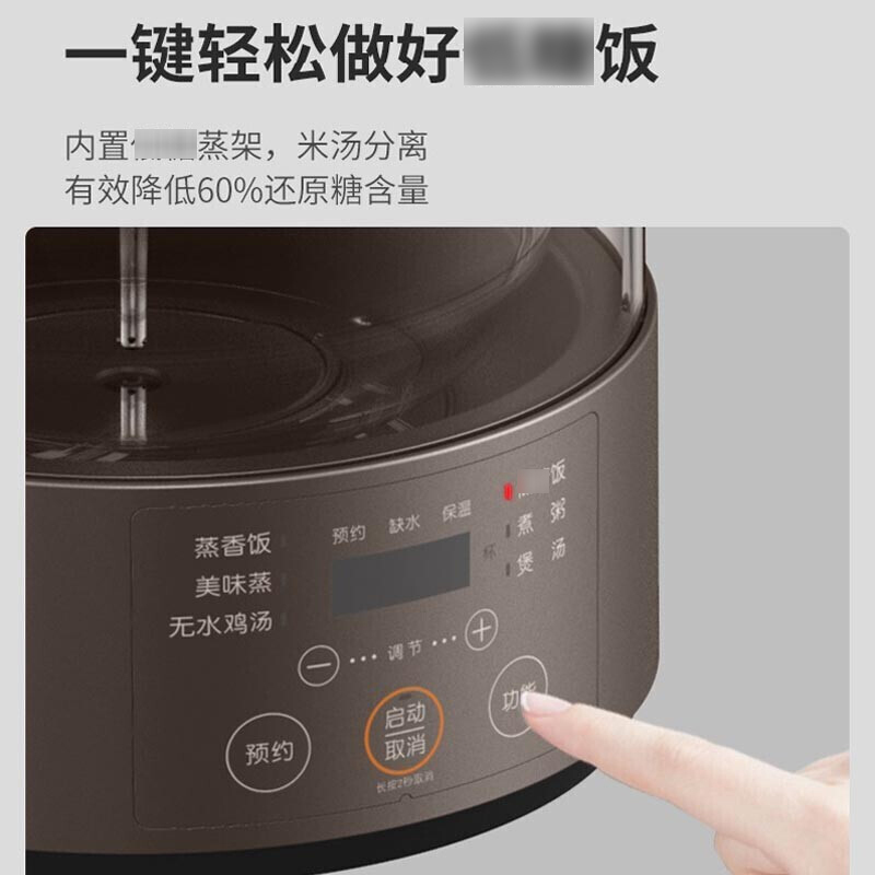 九阳 (Joyoung) 蒸汽饭煲家用多功能电饭锅蒸汽加热烹饪可视3L可预约电饭煲F30S-S360 摩卡棕