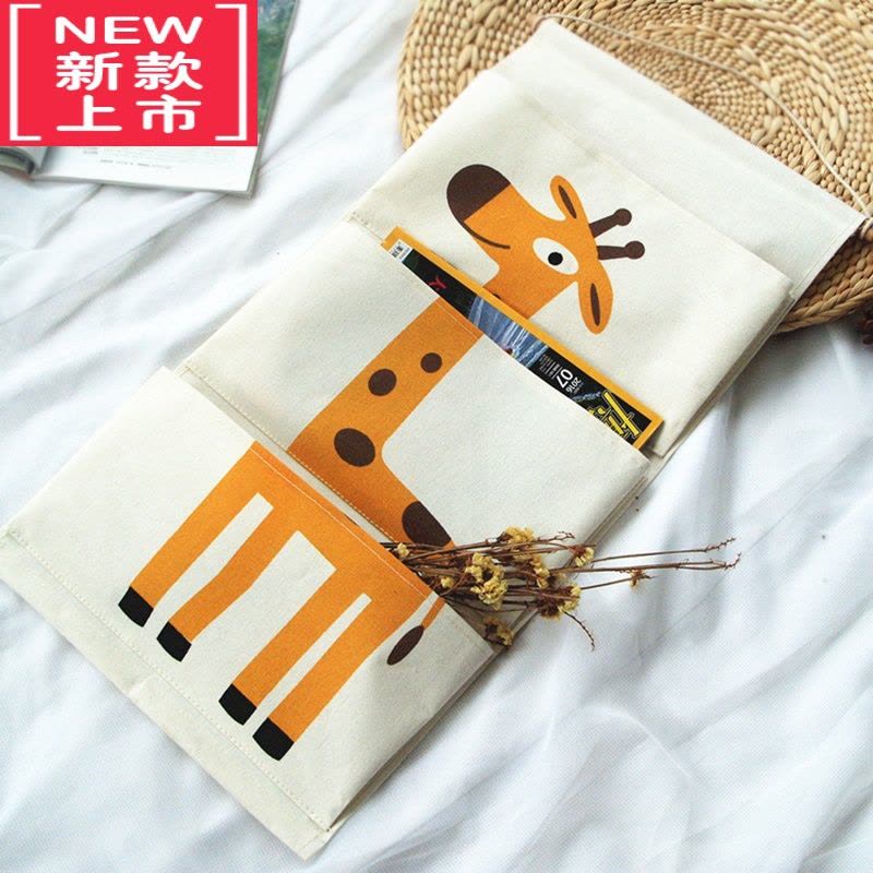 可莉允可爱卡通动物布艺墙挂式收纳挂袋门后幼儿园儿童图书绘本整理书袋图片