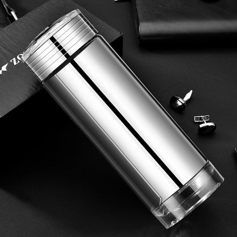 家柏饰(corated)镀银玻璃保温杯男大容量过滤双层隔热泡茶水杯真空