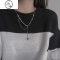 JiMiins冷淡风钛钢立体方块爱心吊坠嘻哈项链女百搭小众设计感毛衣链