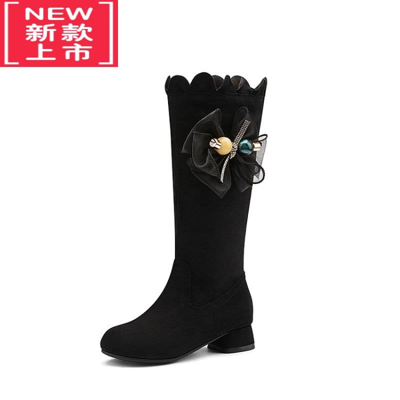 可莉允女童靴子秋冬季加绒公主长靴洋气小女孩高跟鞋保暖中大童高筒棉靴图片