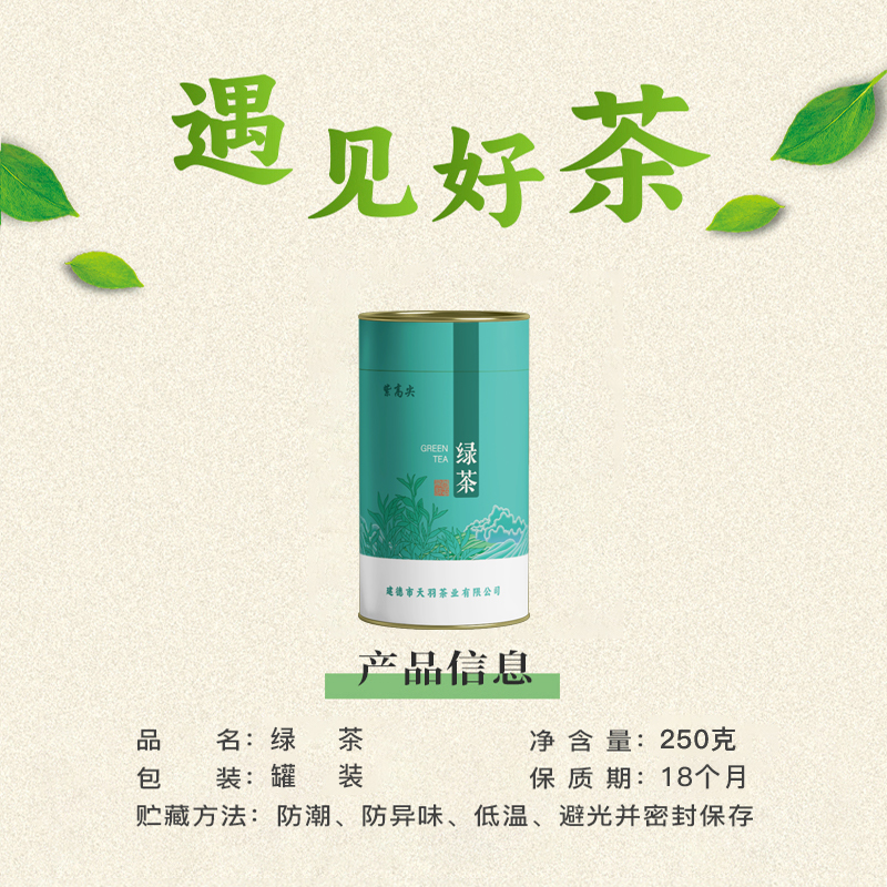 紫高尖特级云雾绿茶(绿罐) 250g装高清大图