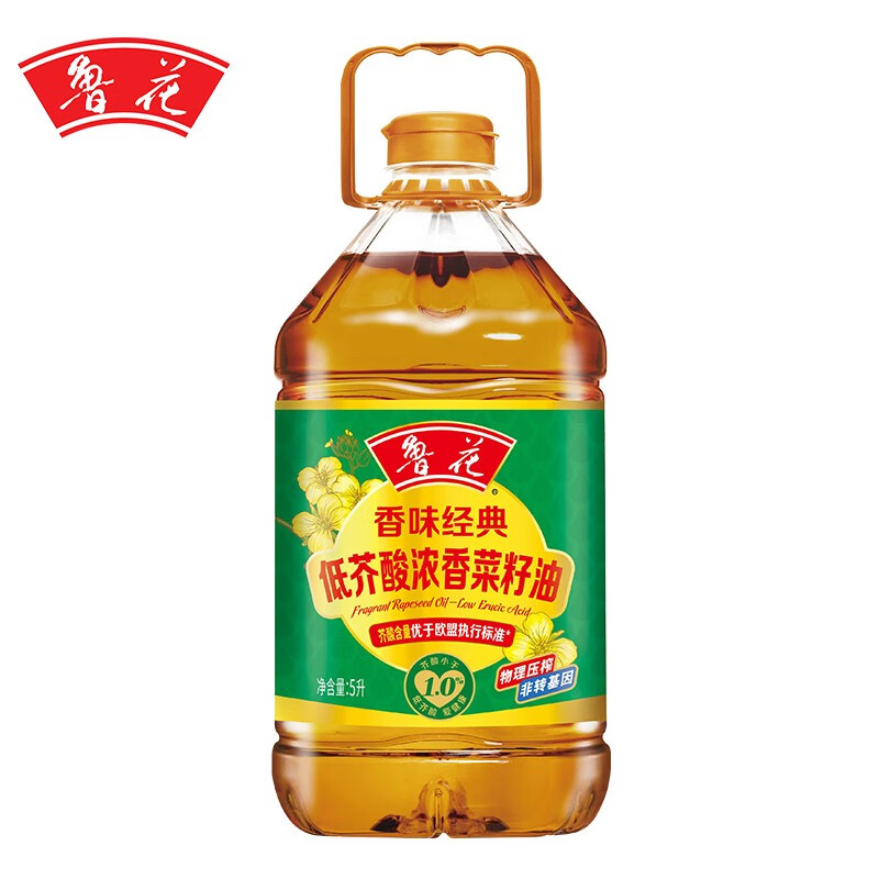 鲁花一级压榨菜籽油5L桶装国产食用油健康烹饪优选高清大图