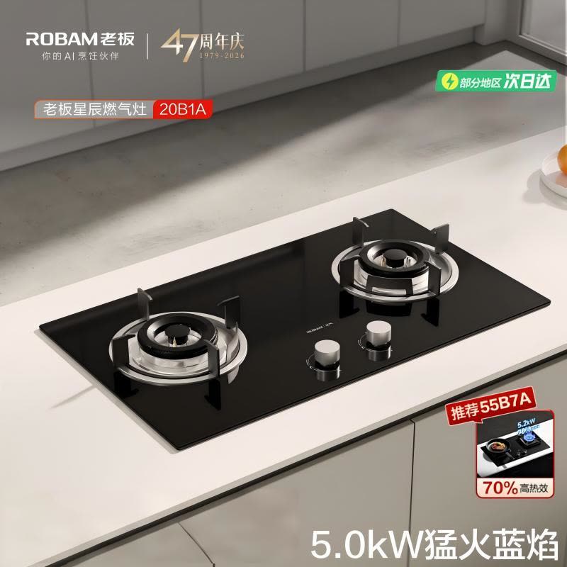 老板(Robam)[星辰系列]燃气灶20B1A 安心灶家用液化气双灶 台嵌两用5.0kW煤气灶换装不改孔猛火灶图片