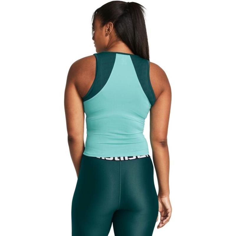 Under Armour安德玛运动背心女速干排汗四向弹力贴身浅绿色高清大图