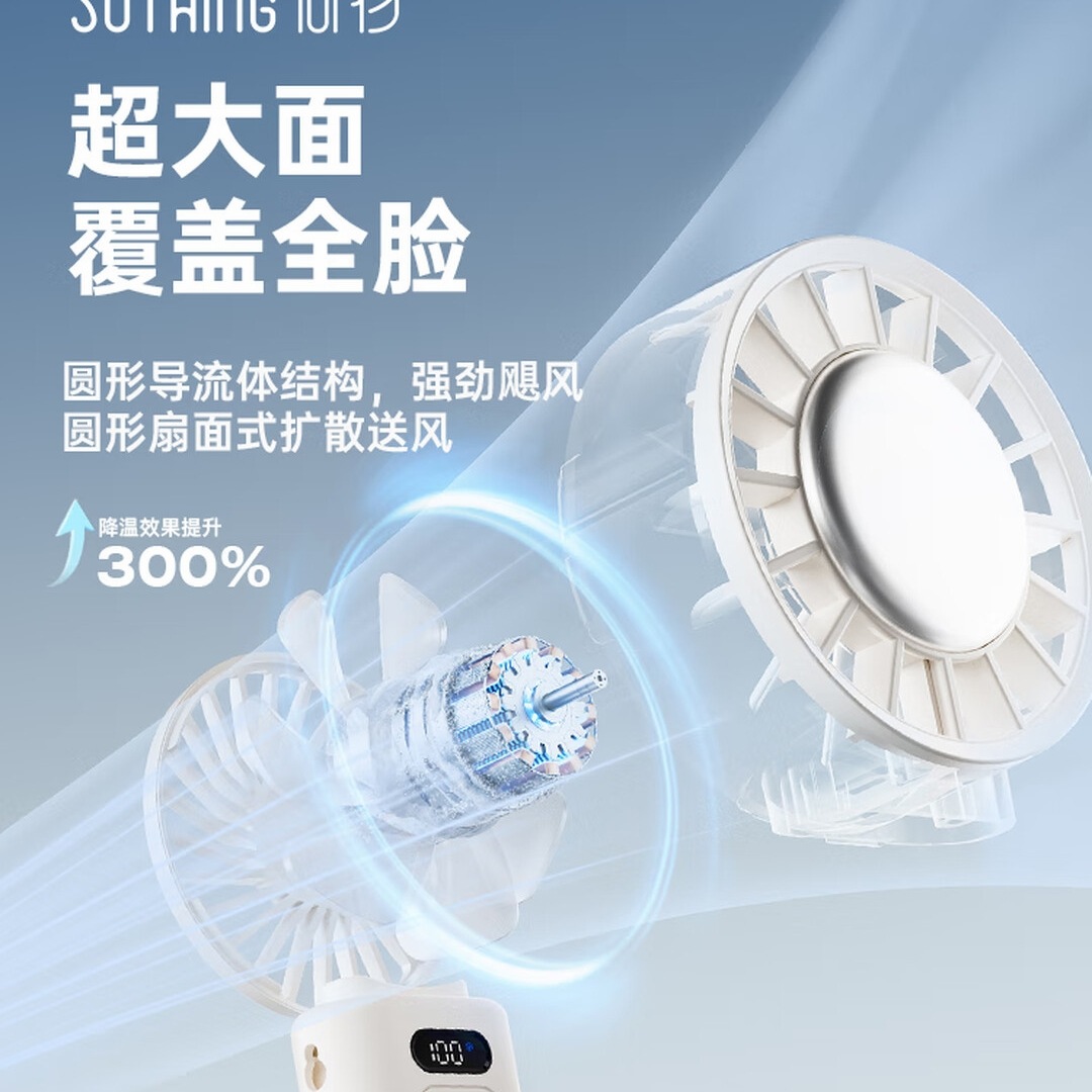 向物(SOTHING)手持高速小风扇 USB充电 制冷冰敷 迷你折叠随身户外便携 月光白高清大图