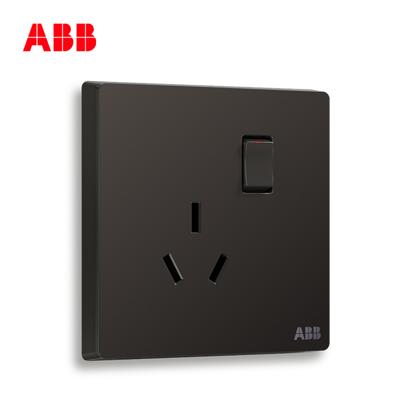 ABB开关插座轩致无框星空黑 一开16A三孔带开关空调插座AF228-885