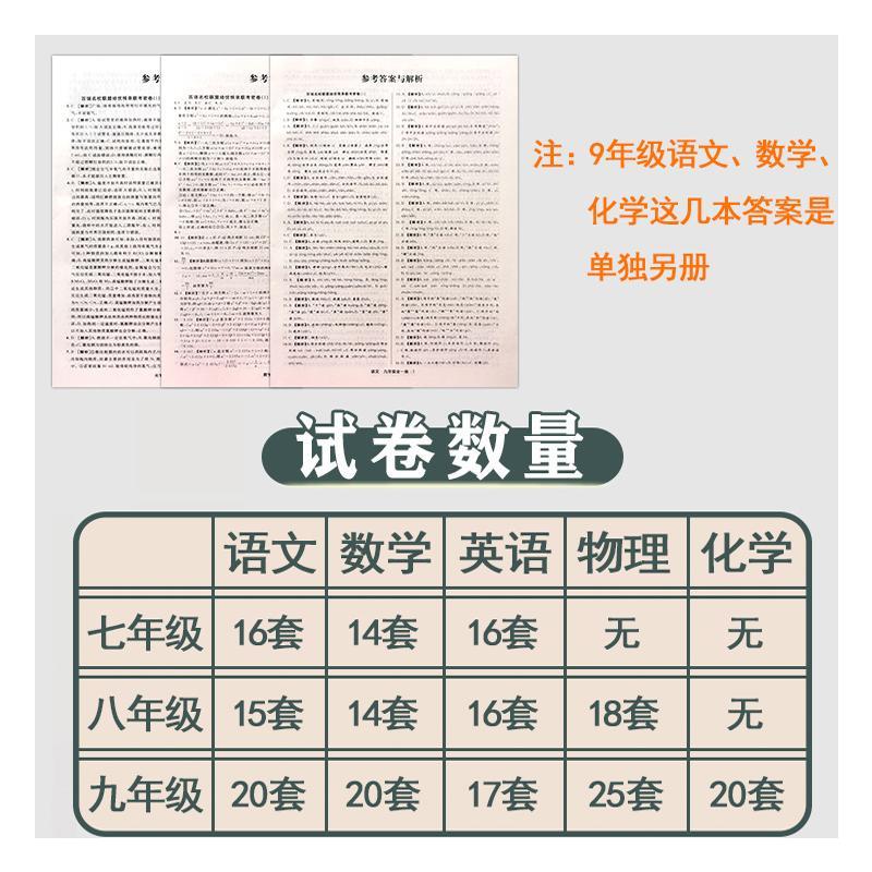9年级语+数+英+物+化 初中通用 [正版]2025新百强名校联盟培优预录联考密卷初中生7七8八9九年级上册下册全一册语