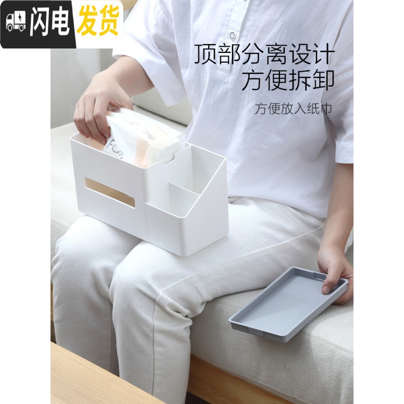 三维工匠北欧简约多功能纸巾盒客厅茶几置物盒创意收纳纸盒家用餐桌抽纸盒收纳盒高清大图