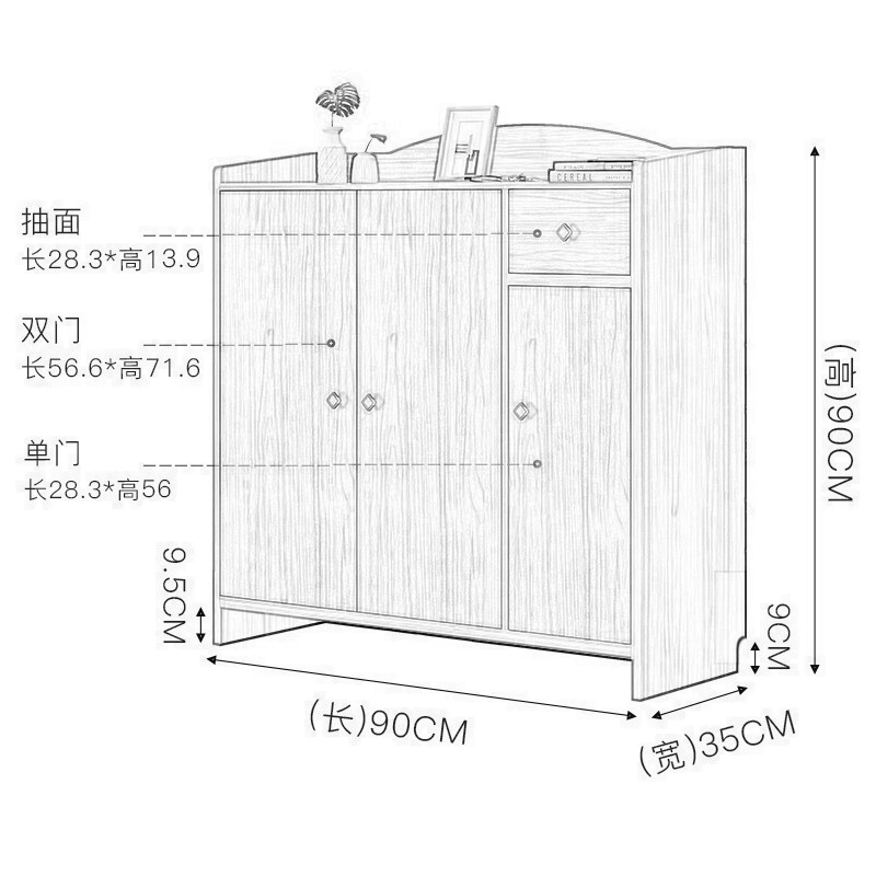 鑫金虎 鞋柜鞋架多层大容量收纳柜加宽加固防尘进门玄关柜简易储物柜带三门隔断柜现代简约木鞋柜