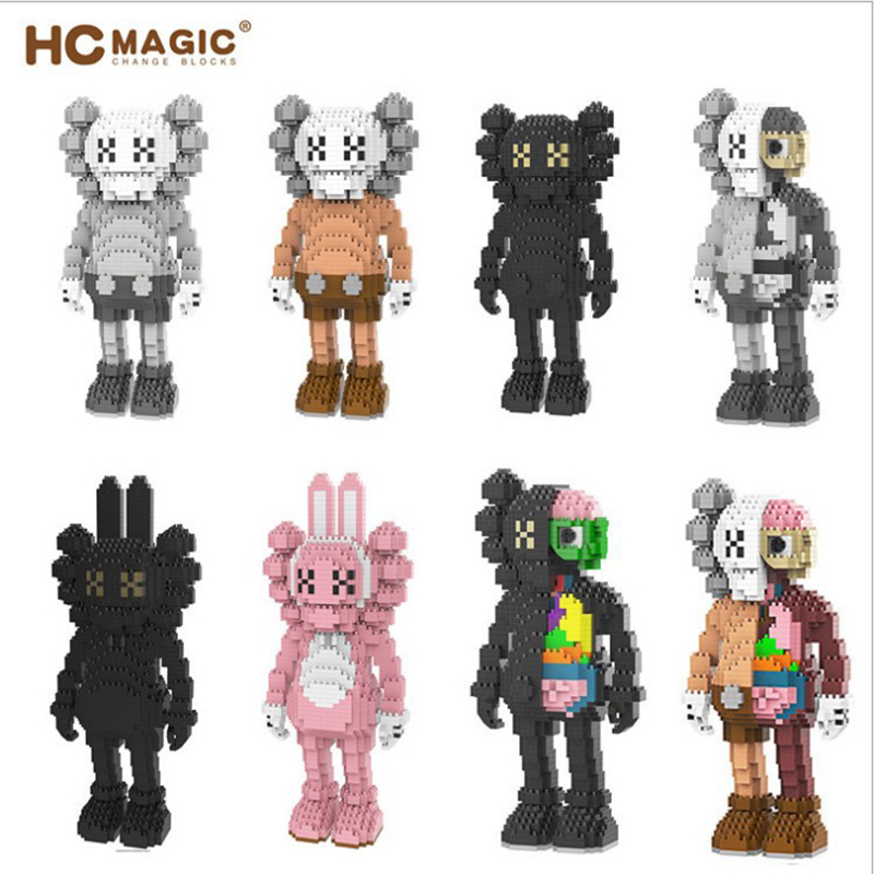 钻石微型小颗粒拼装积木成人潮牌玩具芝麻街kaws x kwas兼容乐高 大号KAWS黑色解剖高清大图