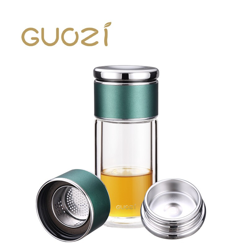 果兹(GUOZI)GZ-S54星羽控茶杯玻璃杯茶水分离水杯225ml 黑色高清大图