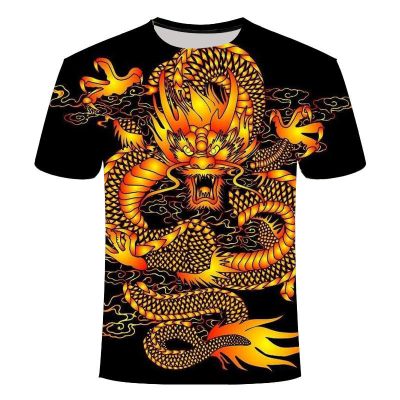 2020夏季新款龙图腾图案3d印花短袖男生个性潮流t恤衫01s