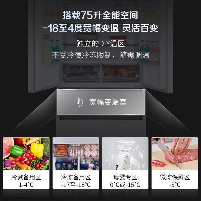 松下(Panasonic)573升法式多门 超薄嵌入式冰箱四开门 大容量 一级能效 磨砂白色NR-EW57TMA-W
