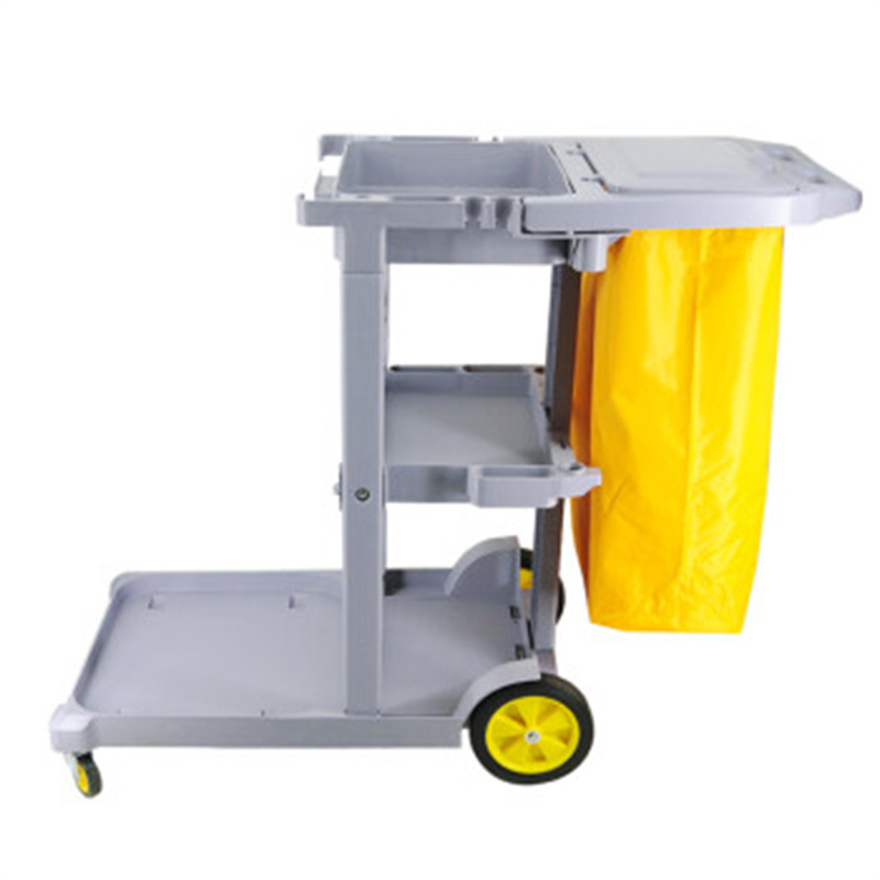 环杰酒店物业保洁车hj1207灰色带盖多用途清洁手推车