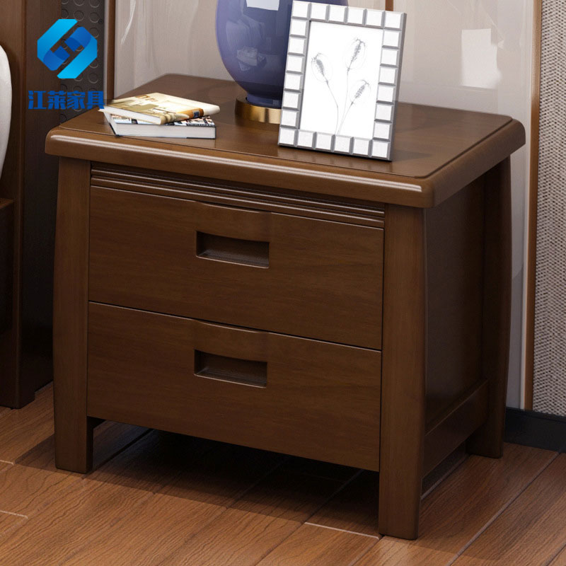 江莱新中式实木床头柜床边收纳柜储物柜收纳床柜小柜子 胡桃色高清大图