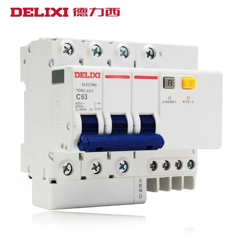 德力西 漏电断路器 规格:DZ47sLE 3P 63A