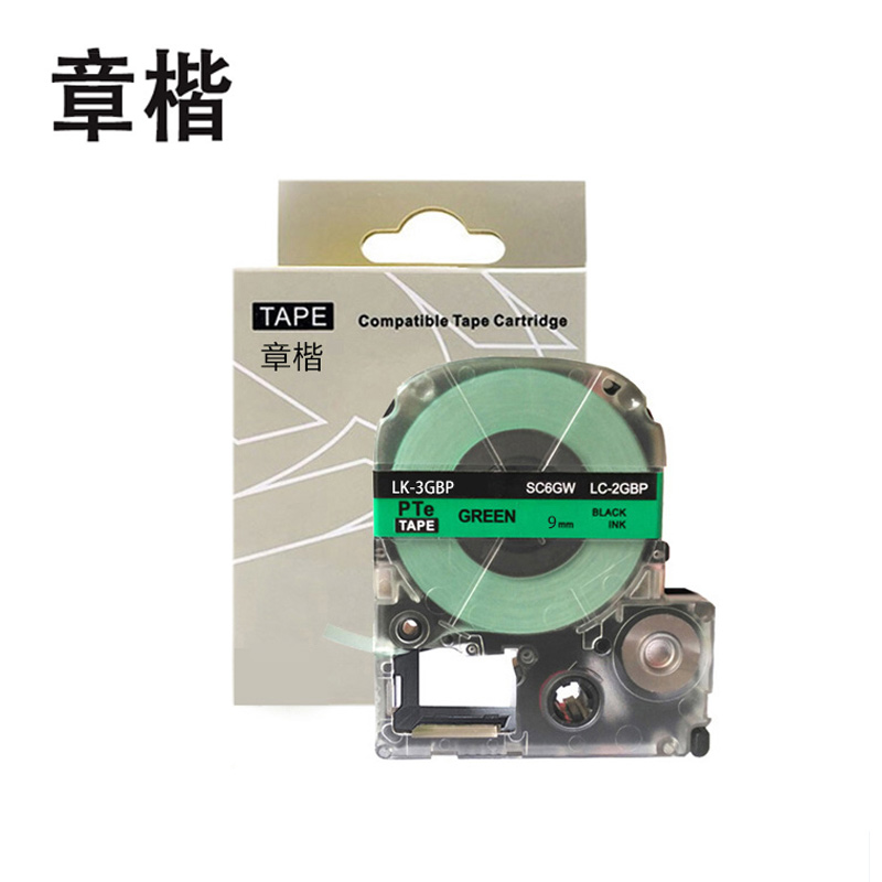 章楷标签色带LK-4GBP绿底黑字12mm个高清大图