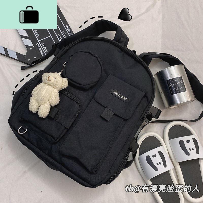 ins日系原宿古着感书包女暗黑风潮牌学生学院风高中双肩包背包NEW LAKE高清大图