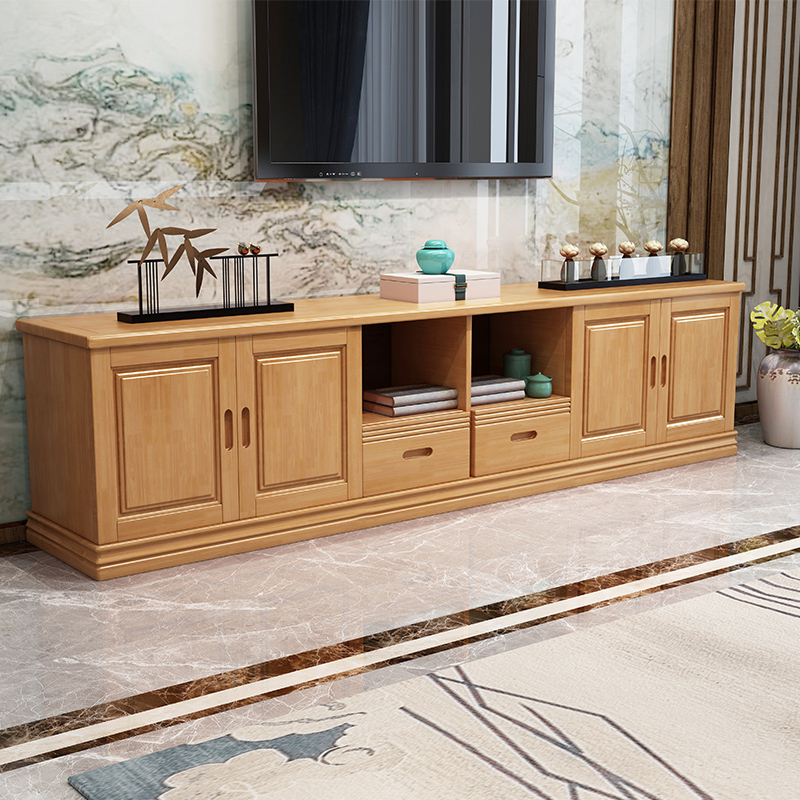 木匠简约现代实木电视柜茶几组合客厅大户型超长高款60cm中式家用农村