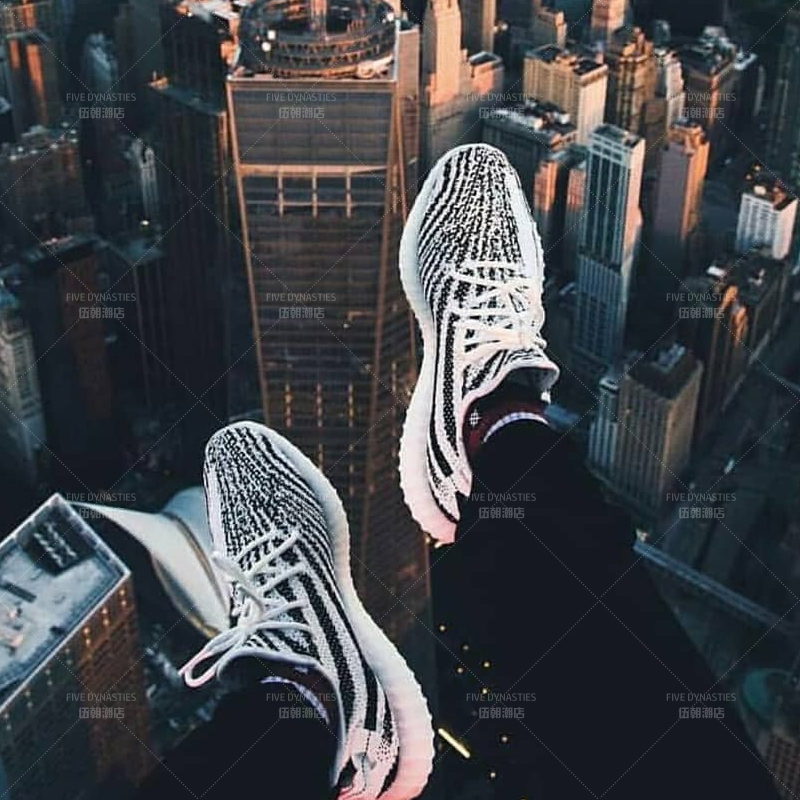 椰子350V2白斑马BОRUNОYEEZY爆米花 黑白休闲男女跑步鞋椰子鞋